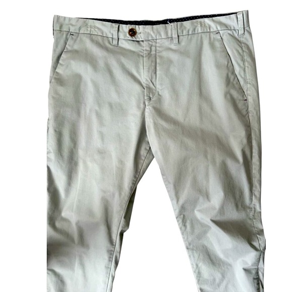 Men's Ted Baker Light Grey Cotton Blend Five Pocket Casual Chino Pants Size 38R - Picture 3 of 11